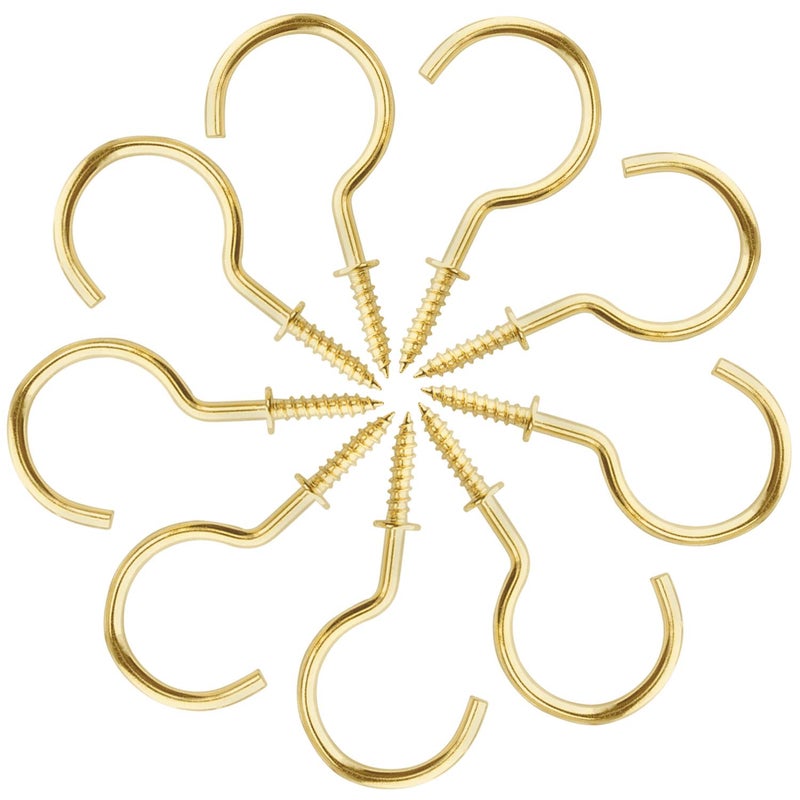 BronaGrand 20 Pieces Screw in Ceiling Hooks,2.8 inches Metal Cup Hook Hangers for Hanging Plants,Kitchen (Gold) - Image 2